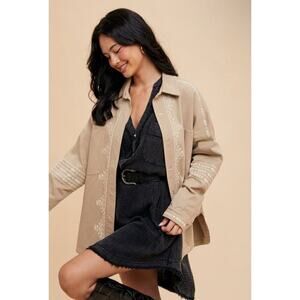 Embroidered Utility Snap Shacket Jacket Aztec Apache Navajo Dakota Cowgirl M